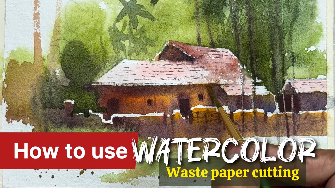 How to reuse paper waste cutting for watercolor painting