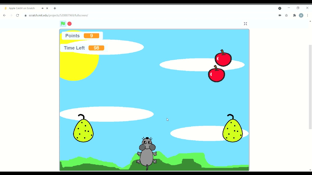 Playing a game I made, Apple Catch! YouTube