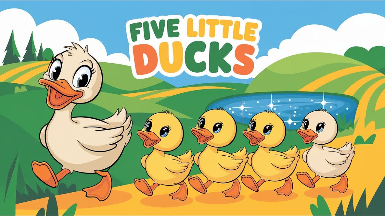Пять маленьких утят — Анимационный музыкальный клип для детей — Веселая детская песенка