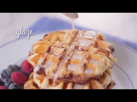 Cinnamon Roll Waffles With Cream Cheese Glaze