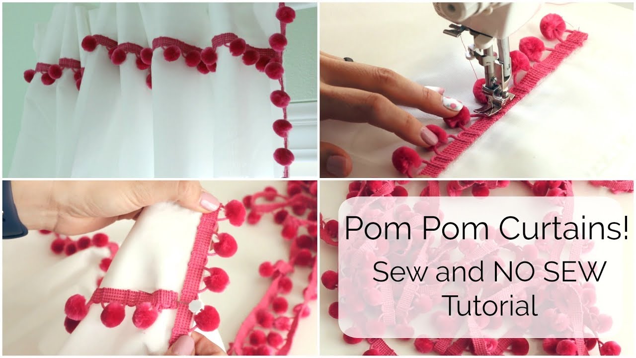 Easy DIY Pom Pom Curtains - Sew and No Sew 