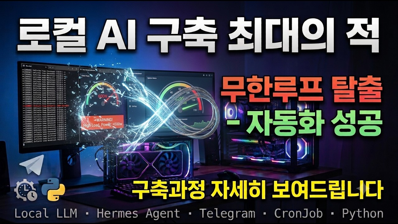 로컬 AI 구축 최대의 적, 무한루프 결국 이렇게 해결했습니다 (Local LLM + hermes + telegram + cronjob + Python) thumbnail