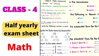 Class 4 Maths | Math Worksheet for Class 4 | Class 4 Maths