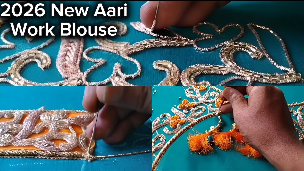 “2026 New Aari Work Blouse | Hanging & Cutwork Patch”