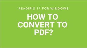 Readiris 17 Windows: How to convert to PDF?