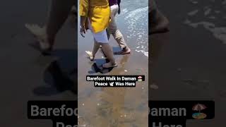 barefoot walk in daman 🕊️ peace is here #daman #beach #indiatravel #oceanvibes #shorts #viral