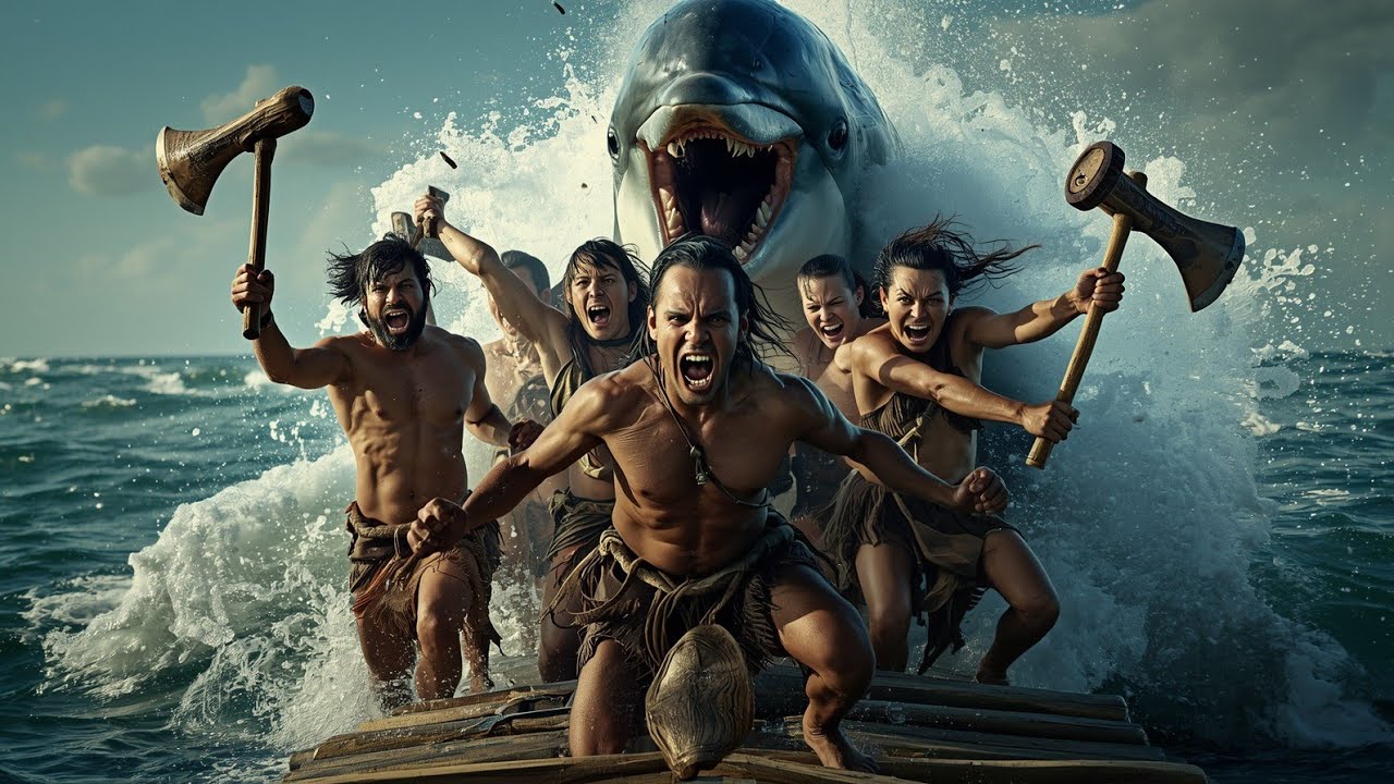 “Million Years Ago: Primitive Humans vs Giant Dolphin Attack!”