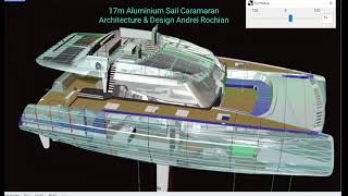17m Aluminium Sail Catamaran framing interior lifting  keels  Architecture & Design  Andrei Rochian