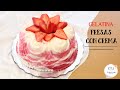 GELATINA DE FRESAS CON CREMA MARMOLEADA / DULCES CAKE