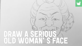 Learn how to draw manga easily: Draw a mean old woman