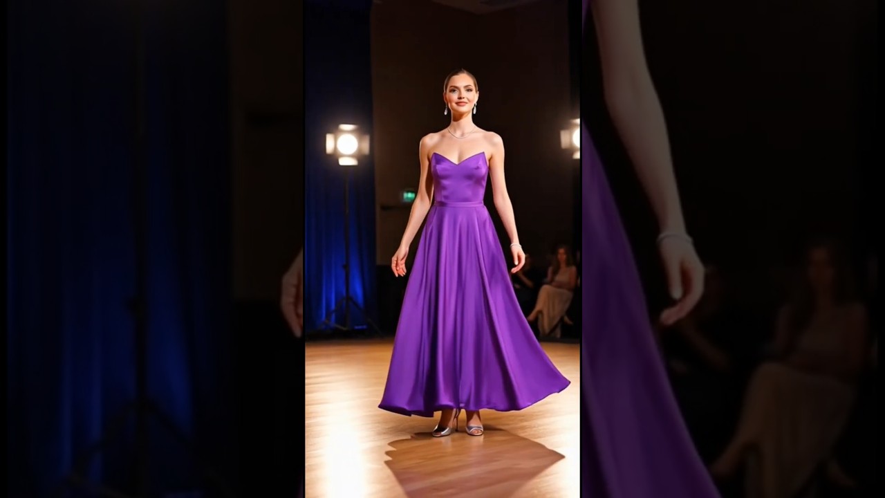 Purple Elegant Evening Gown 💜 | Glamorous Runway Fashion Walk | Timeless Style