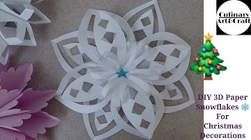 DIY Easy 3D Paper Snowflakes For Christmas Decorations | Easy Paper Cutting Craft For Kids