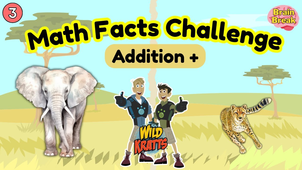 Wildcat Math Wild Kratts Math Brain Break (Part 3 of 5) | Addition Facts: Elephants ...