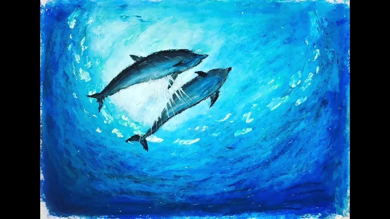 クレヨン画 イルカ Crayon Painting Dolphin Youtube