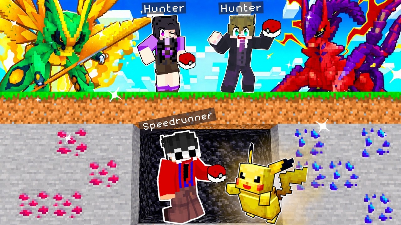 God Pokemon Speedrunner vs Hunters in Minecraft!
