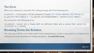 Understanding the ValueError in Pandas: Handling Rolling Average Calculations