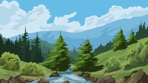 Nature landscape illustration drawing on Inkscape | Speed art