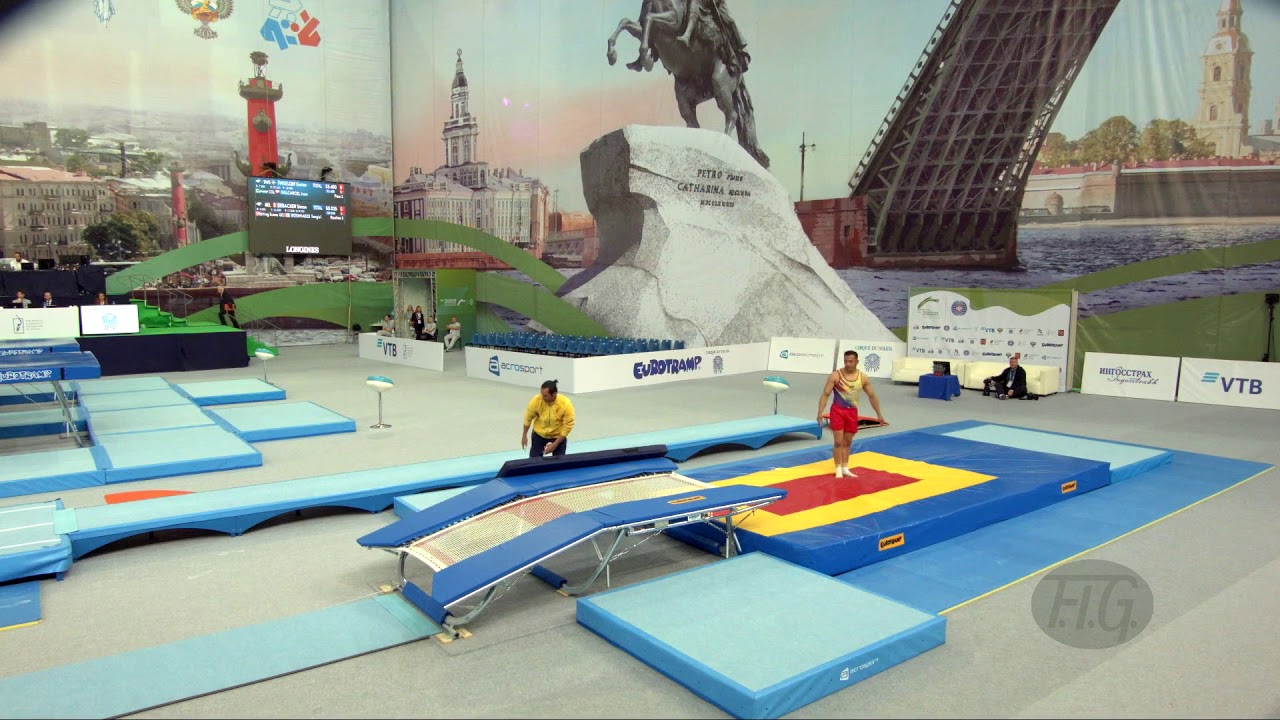 Youtube video: VALCARCEL Juan (COL) - 2018 Trampoline Worlds, St. Petersburg (RUS) - Qualification Double Mini R1