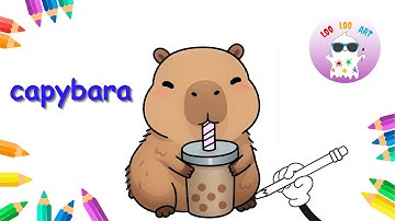 How to Draw a Cute Capybara Drinking Bubble Tea | Easy Step-by-Step Tutorial