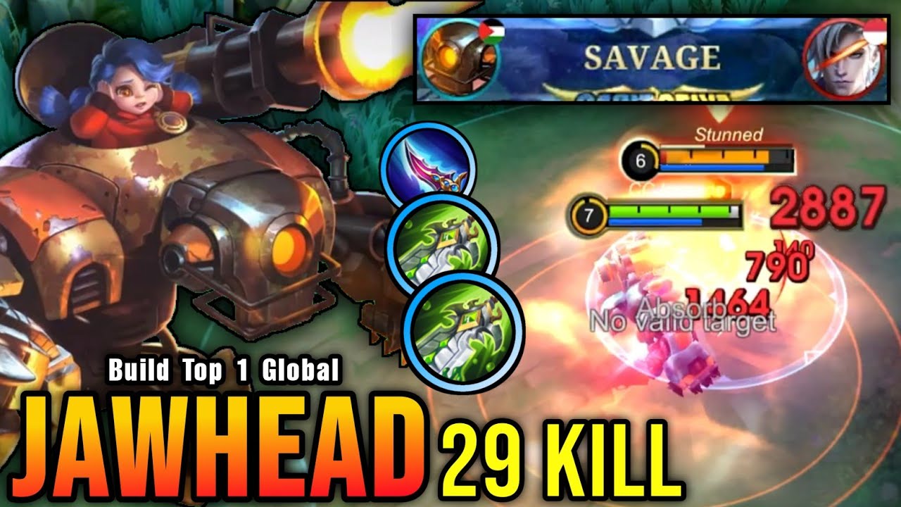 SAVAGE & MANIAC!! 29 Kills Jawhead Maximum Damage Build!! - Build Top 1 Global Jawhead ~ MLBB