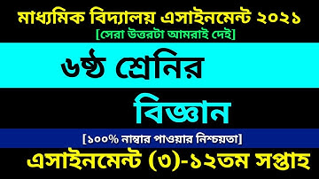 Class 6 Science assignment 3 Answer 12th Week |বিজ্ঞান|| ষষ্ঠ শ্রেণির বিজ্ঞান এসাইনমেন্ট ১২তম সপ্তাহ