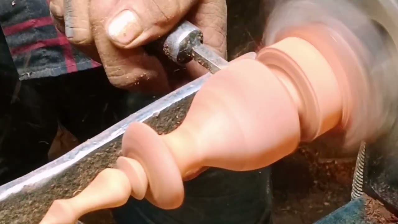 The Dark Red Wood Turned Ancient Pillar