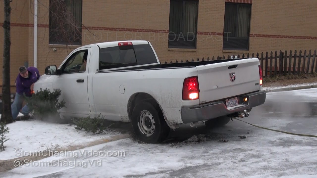 Raleigh, NC Winter Storm & Icy Roads & Crash 1/7/2017