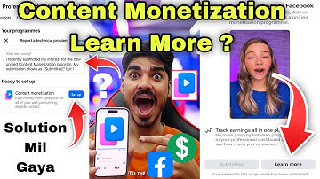 Content Monetization Learn More 🤔 Content Monetization Setup 🤑 Content Monetization Submitted