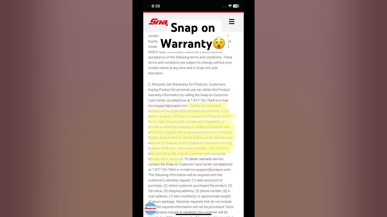 SNAP ON TOOLS WARRANTY YouTube