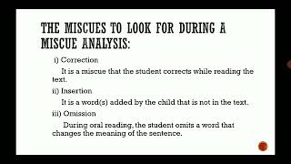 MISCUE ANALYSIS (D.EL.ED 1ST SEM,Proficiency in English) by Aparajita Kaushik Lecturer DIET