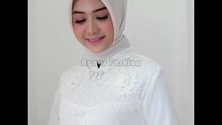 Baju Gamis Putih Wanita Brukat Syari Putih Lebaran Baju Umroh 80930