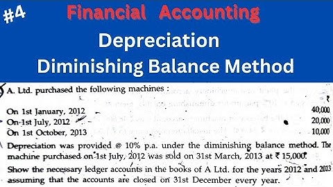 # 4 // Depreciation // FINANCIAL ACCOUNTING //B.COM// BBA // Diminishing balance method  // ✍️✍️