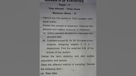 Element  of statistics question paper  bca 3 sem