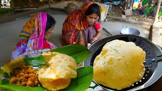 পুজো স্পেশাল সকালের জলখাবার আলু পুরি সঙ্গে চানামসলা | Alu Puri and Channa masala recipe | villfood