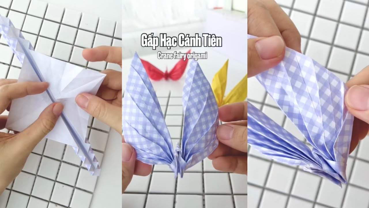 Gấp Hạc Cánh Tiên 🧚 Crane Fairy Origami // Happy Hidari - YouTube