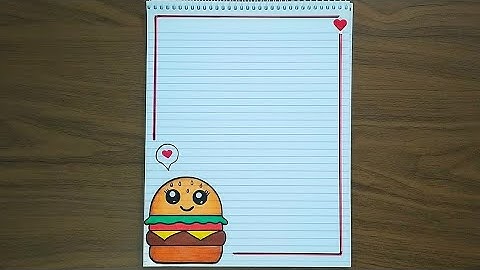 تزيين دفتر سهل /تزيين دفاتر على شكل برجر |رسومات لتزيين الدفاتر | easy notebook border design