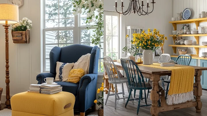 🏡✨ Bright Yellow & Blue Vintage Farmhouse Tour! (Soft Textiles + Cozy Accents in Every Room)