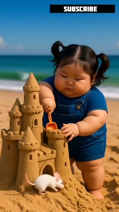 This Little Girl And Mouse Build A Sand Castle. #short #ai #cartoon