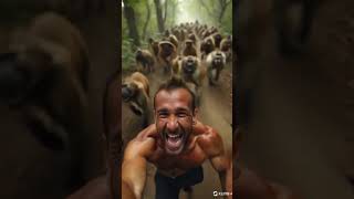 "Man Takes Selfie with Baboon Swarm | Unbelievable AI-Generated Video!#trending #reels #shortfeed screenshot 3