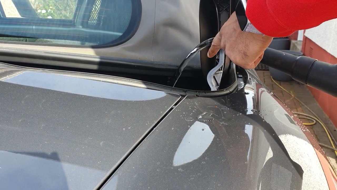 How to clear drain holes, rain drainage channels on Porsche Cabriolet