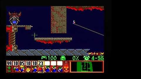 Lemmings SNES Mayhem 2 The Boiler Room 9950 points (99% (99/100 saved )& 15 skills used