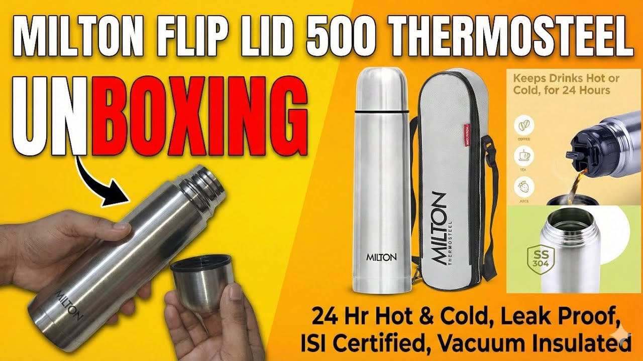 Milton Thermosteel Vacuum Insulated Flask | Bottle 500 ml, 24 Hr Hot & Cold 
