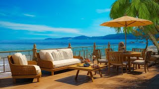 Beach Cafe Ambience with Relaxing Hawaiian Bossa Nova Music & Crashing Waves Sounds