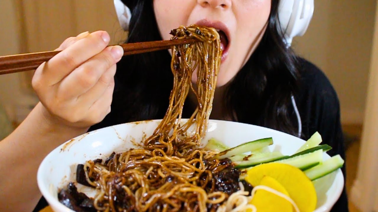 ASMR Spicy Korean Black Bean Noodles YouTube