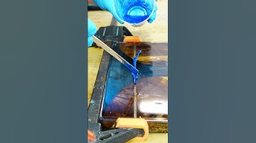 Thin blue line inlay with epoxy resin in a woodworking project! #shorts #epoxy #resin #resinart