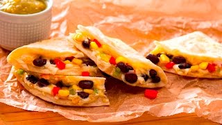 High protein Veggie, Black Bean & Corn Quesadilla recipe