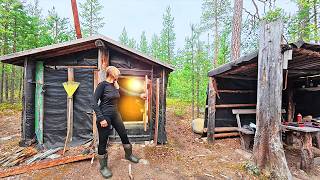 Cozy Log Cabin Retreat: Firewood ASMR, Cooking & Tidying Up Alone in Nature 🪵🔥🌲