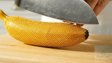 Hypnotic Macro ASMR: Slicing Surreal Metallic Mesh Fruits #asmr #macro #fruits #satisfying #surreal