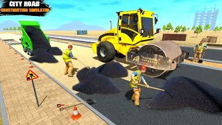 Road Roller driving in city road construction game - JCB Road Construction Game - Android Gameplay screenshot 2
