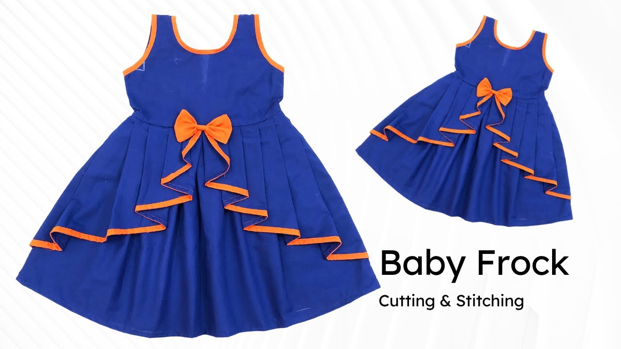 Ruffle Sleeves Easy Baby Frock Cutting Stitching | Easy Frill Shoulder Frock  | DIY ruffle sleeves baby dress cutting and stitching Ruffle sleeves baby  frock for 2-3 year baby girl How to